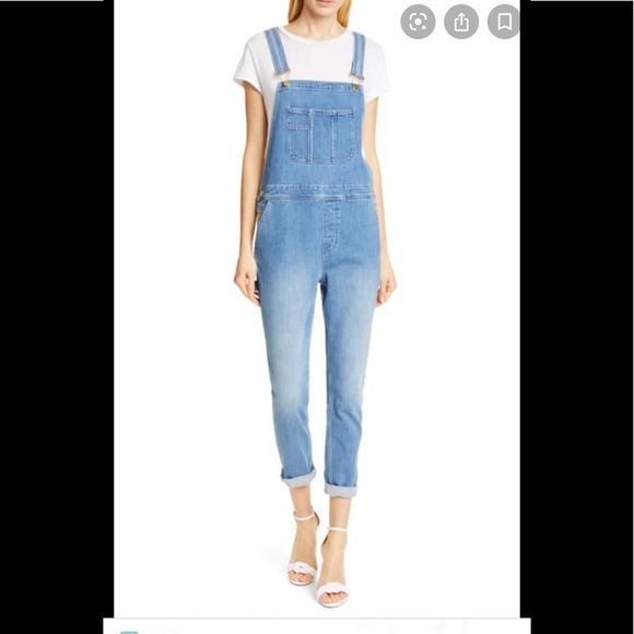 *Sold* Frame Le Garcon Boyfriend style Cropped Denim Overalls New With Tag - Picture 2 of 11